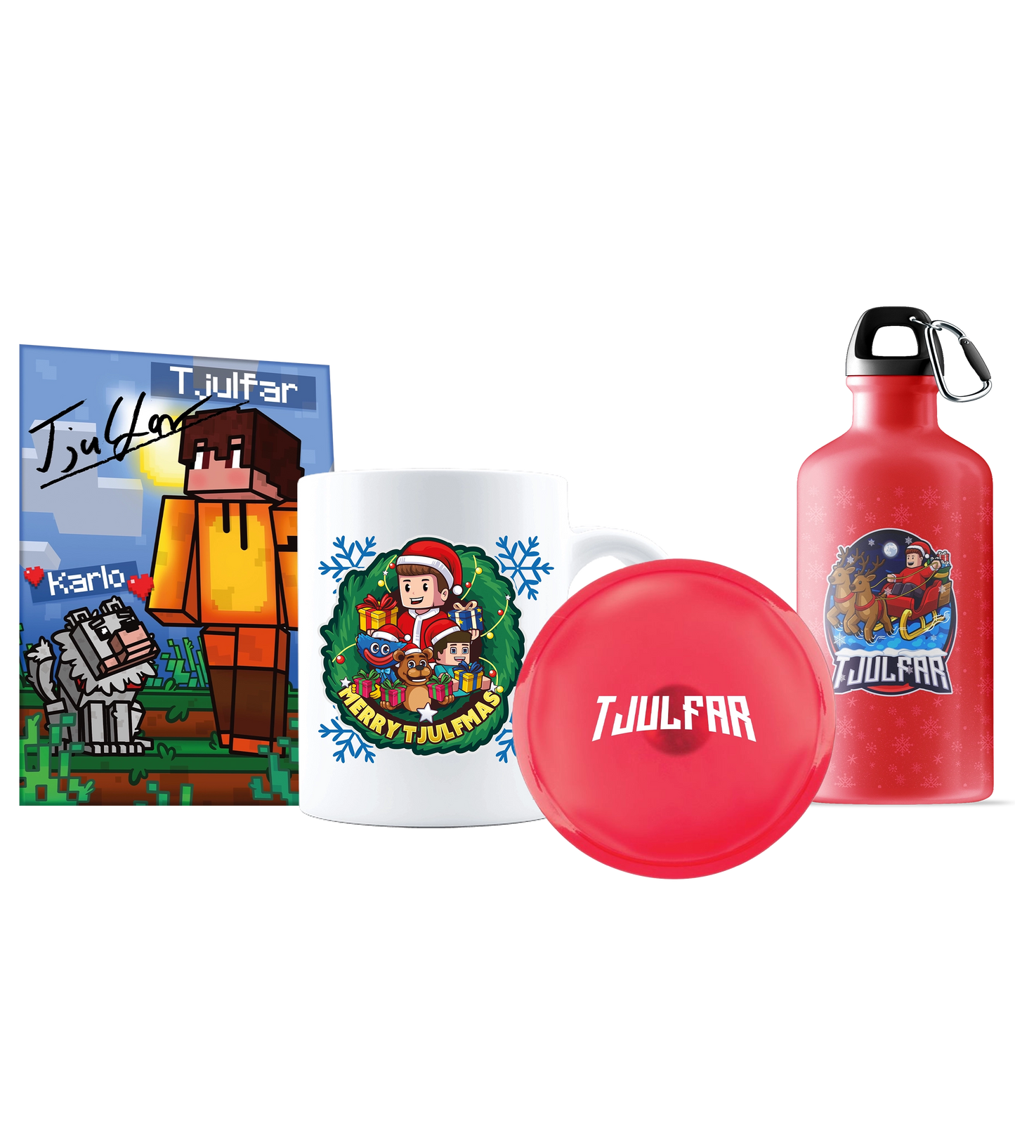 Tjulfar Wärme Bundle - Weihnachtsflasche + Handwärmer + Tasse + handsignierte Autogrammkarte