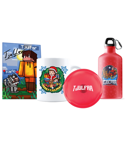 Tjulfar Wärme Bundle - Weihnachtsflasche + Handwärmer + Tasse + handsignierte Autogrammkarte
